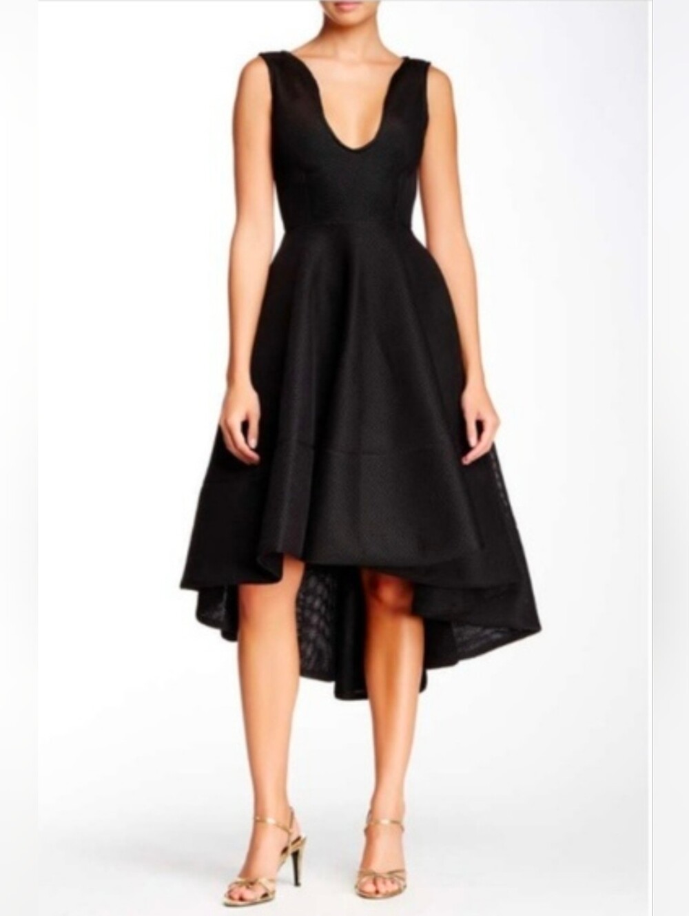 Issue New York Black Midi Fit-and-Flare Dress